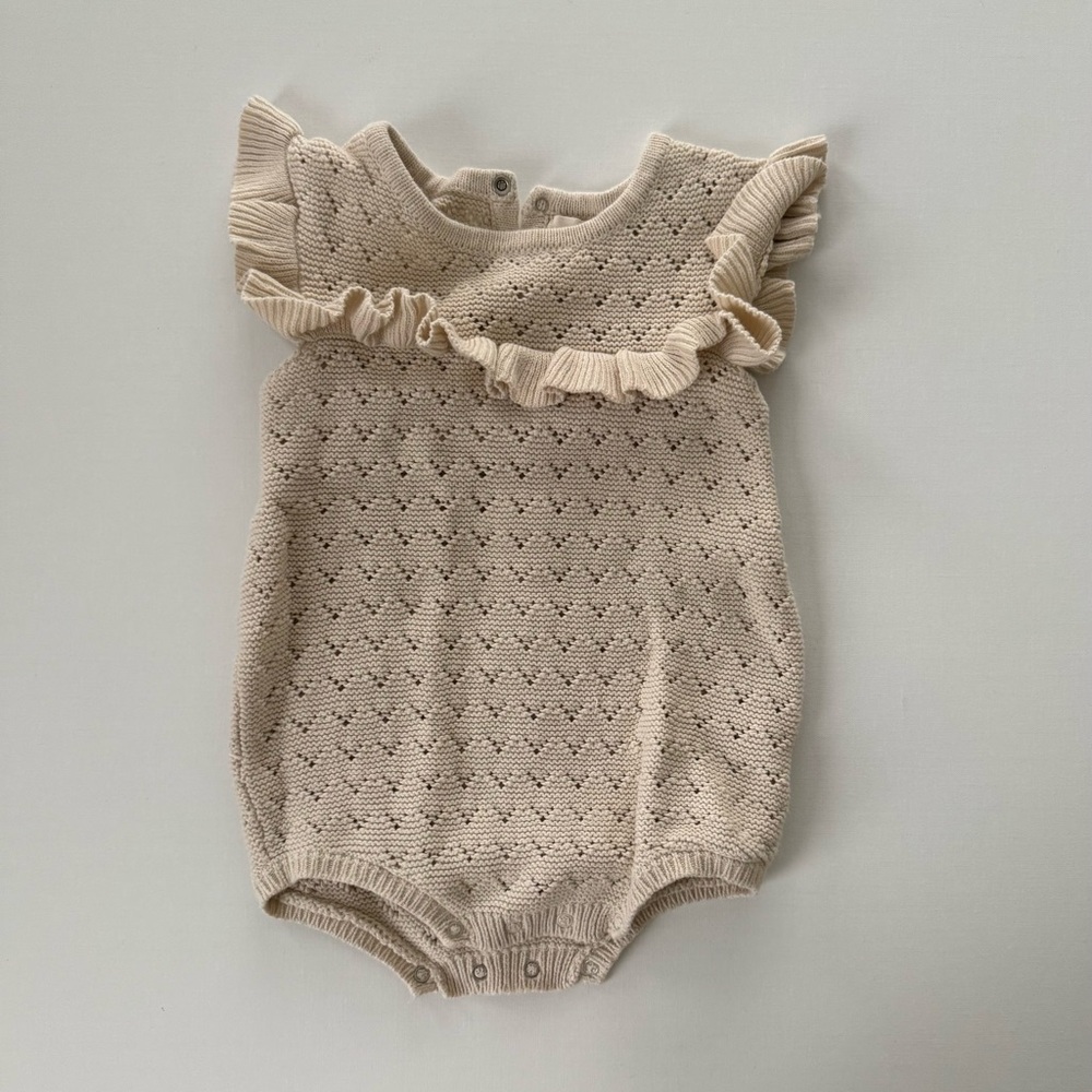 Quincy Mae Ivory Knit Baby Romper